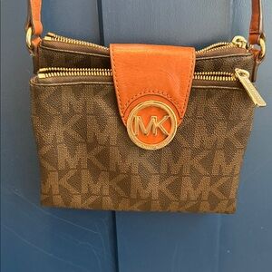 Michael Kors Brown and Orange Crossbody Bag
